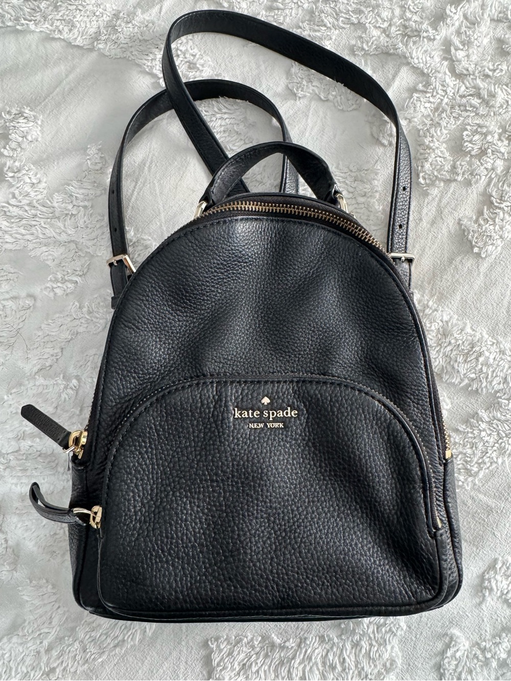 kate spade New York Black Pebbled Leather Mini Backpack